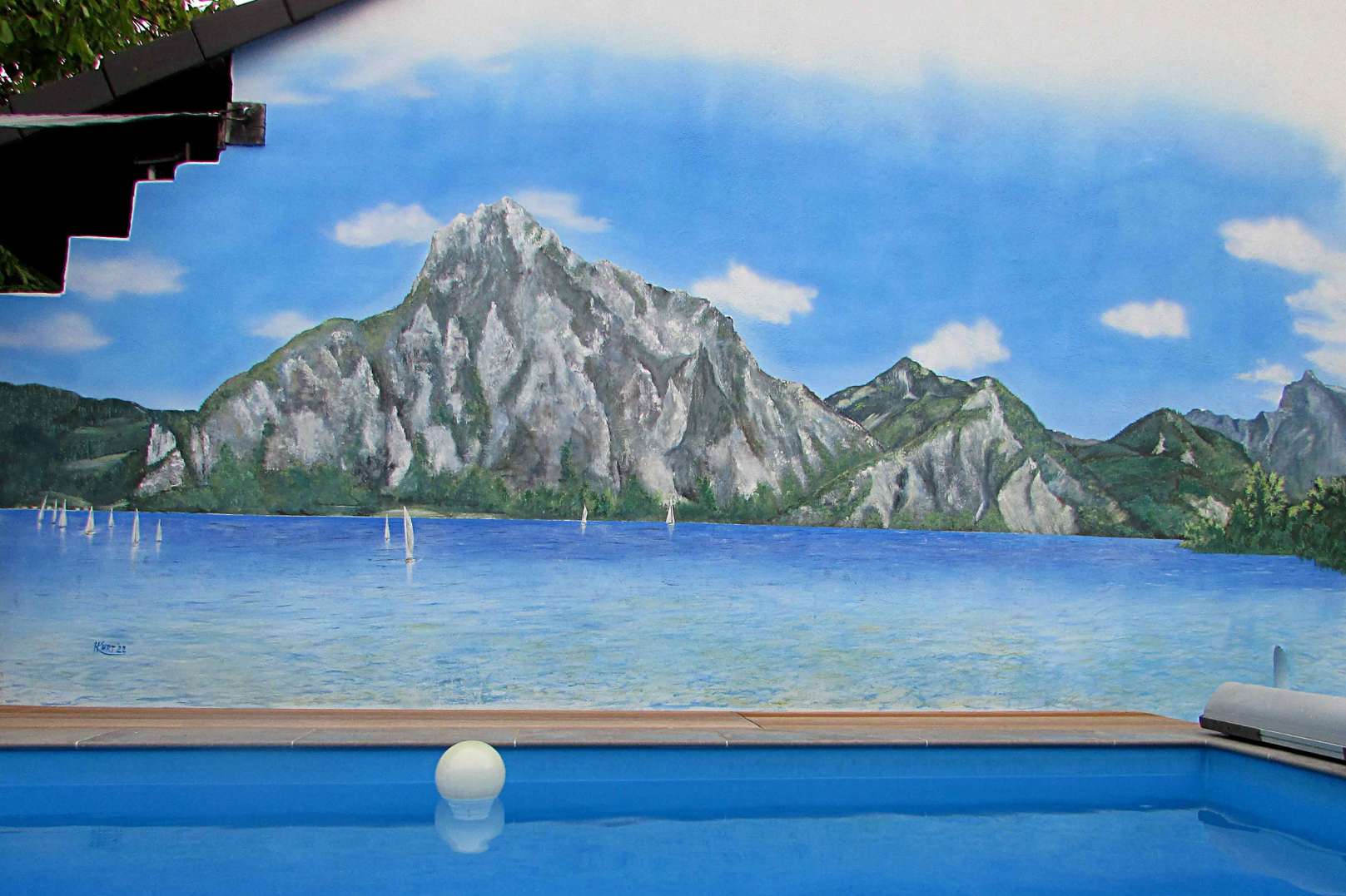 Wandmalerei vom Traunstein in Gmunden