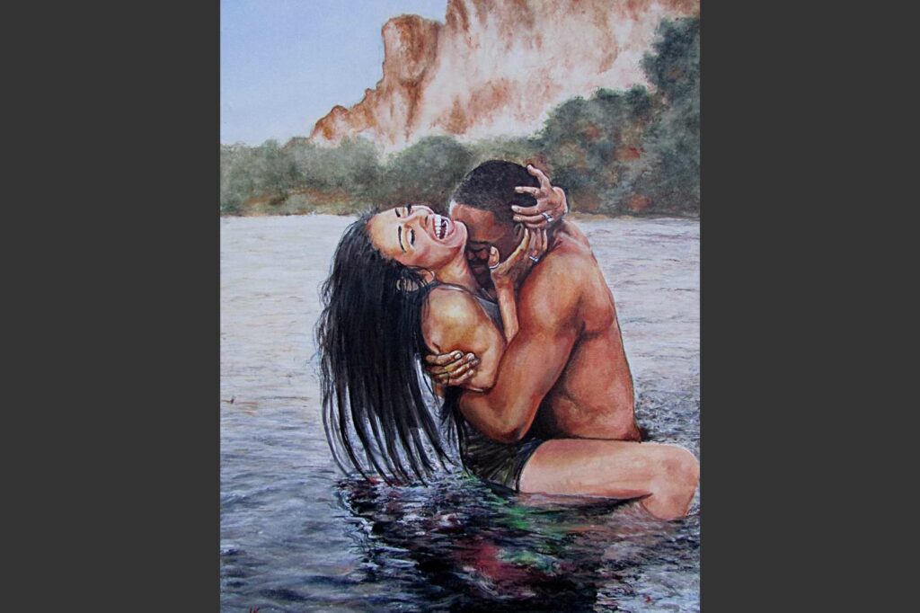 Paar im Wasser auf Acrylbild